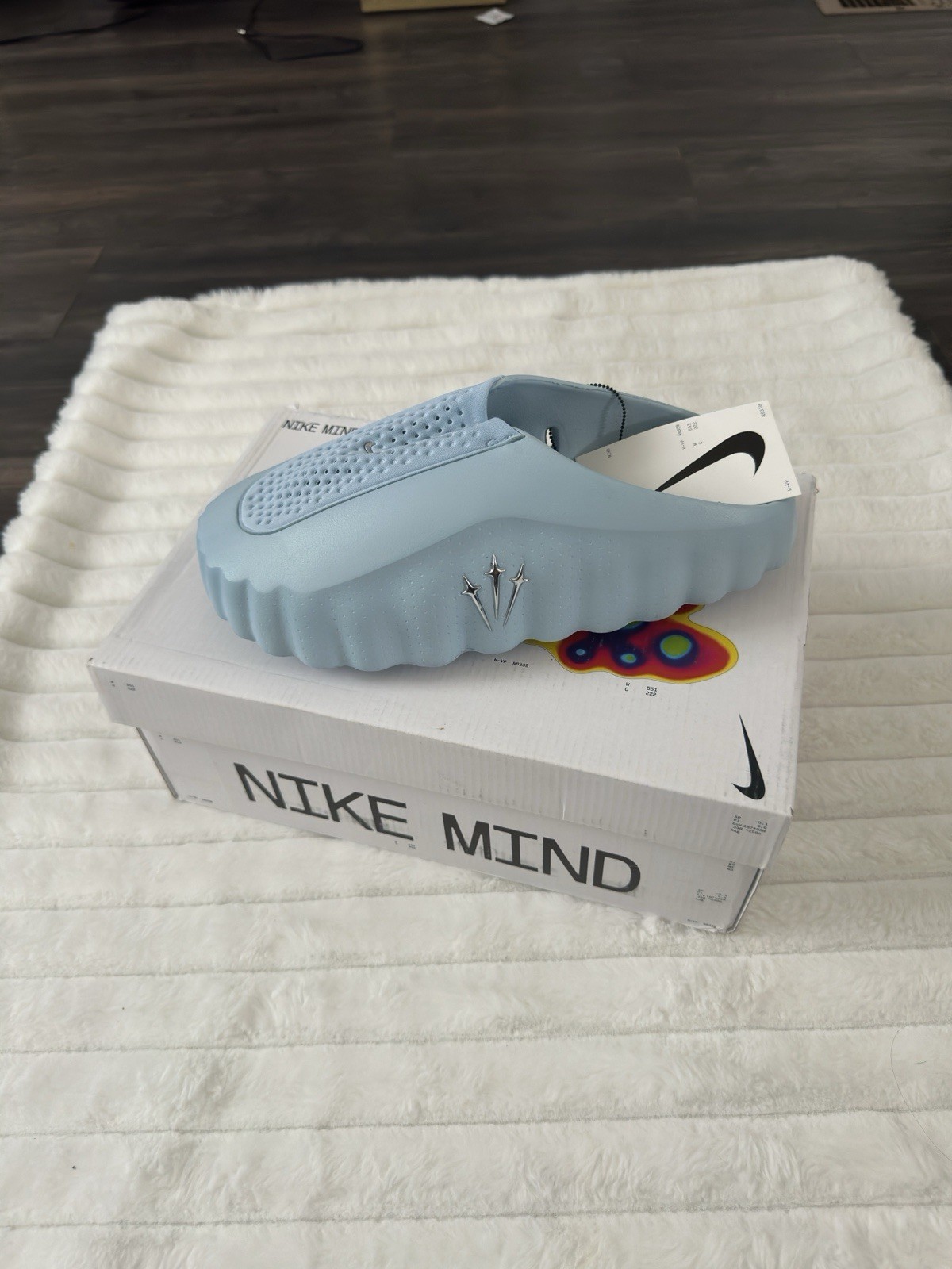 Nike Mind 001 Men’s Blue Slide Sandals Rubber Upper Cushioned Comfort US 10