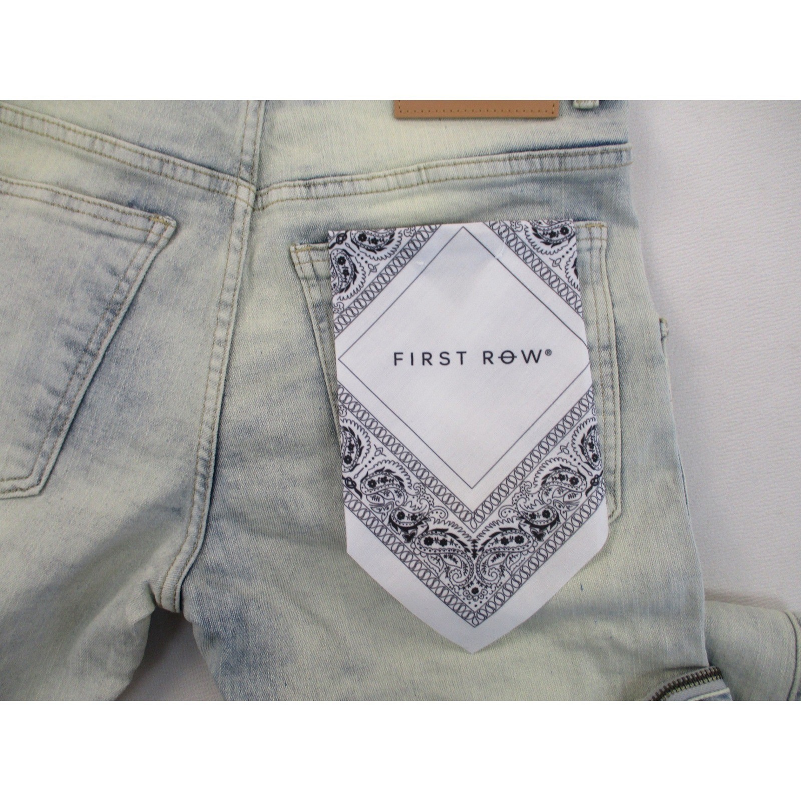 First Row Cargo Jeans Mens 30×32 Light Wash Denim Utility Pocket Streetwear