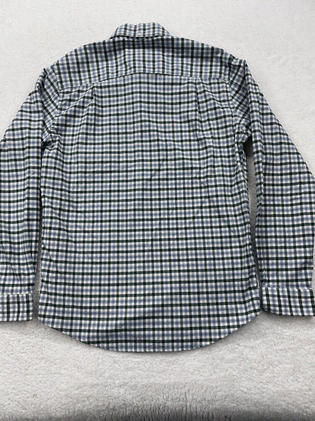 LL Bean Mens S Green Plaid Coolmax Stretch Slightly Fitted Button Down Shirt