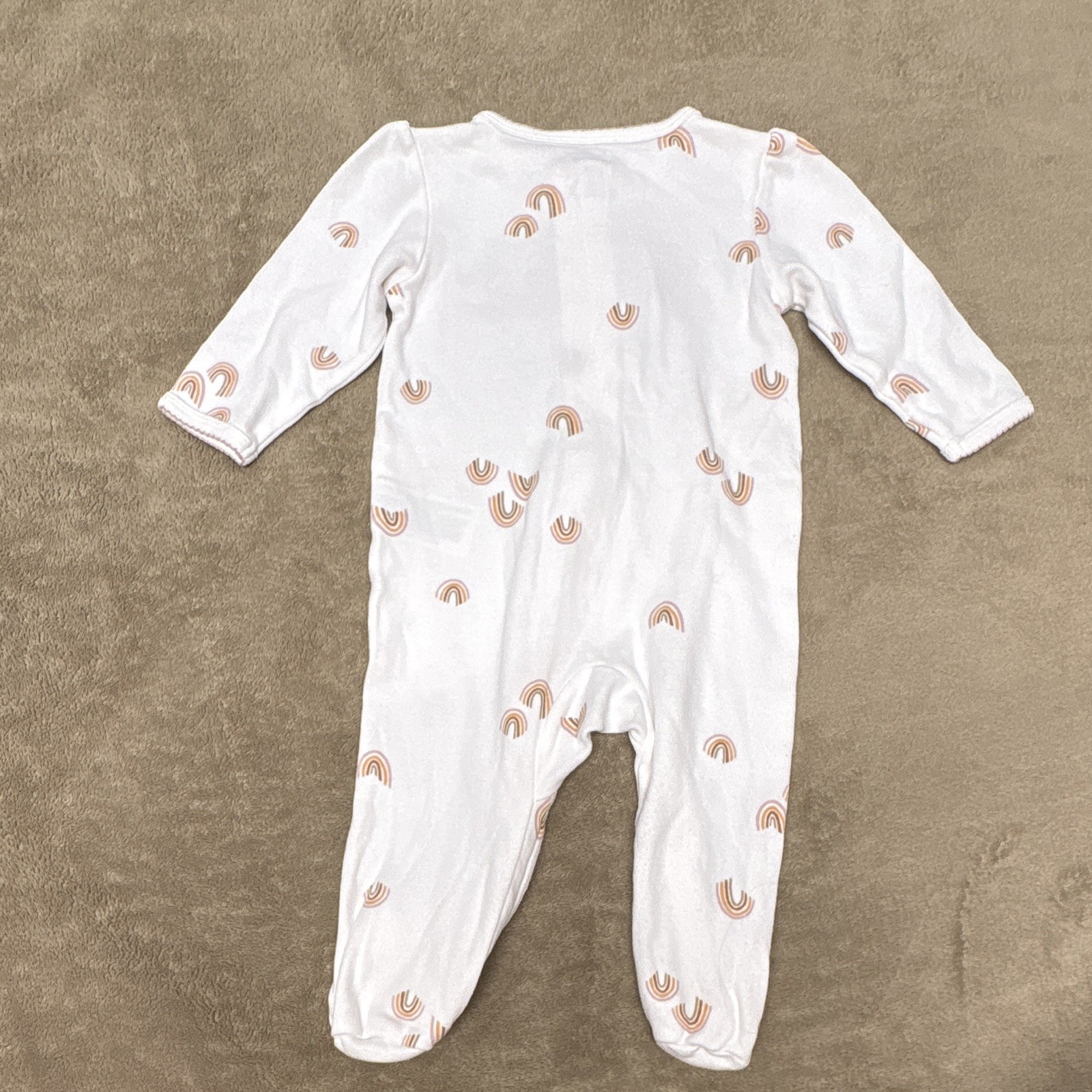Carter’s 6 Months Girls White Rainbow Footed One Piece Sleeper “Little Sister”