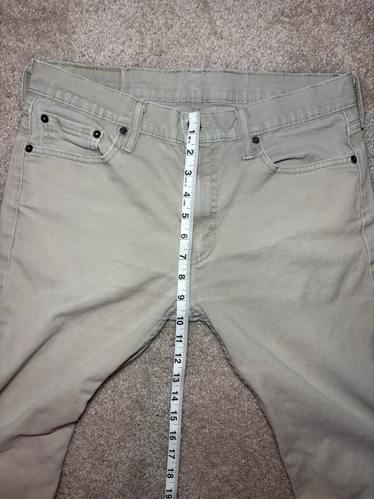 Levi’s 513 Slim Straight Jeans Men’s 31×32 Distressed Khaki Beige