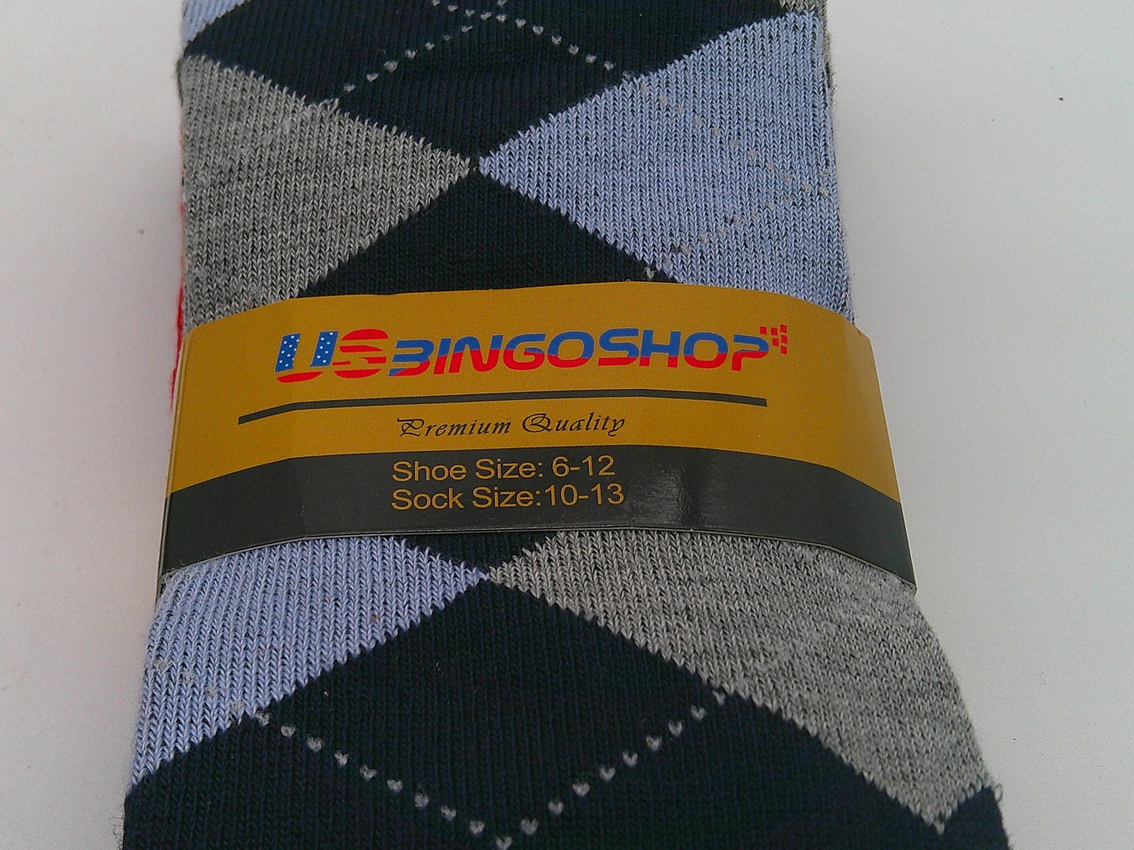 USBINGOSHOP Socks Mens Size 10-13 Multicolor Crew Mid Calf Argyle Dress Lot Of 6