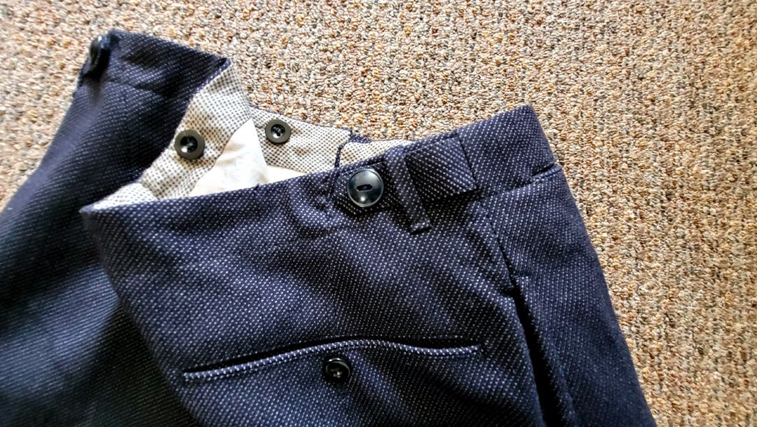 1930’s German Button Fly Wool Pants. Salt & Pepper. Amazing Fabric.
