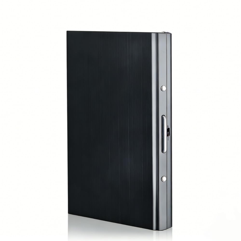 Sungbesi Slim Stainless Steel Metal Card Box 3.9 x 2.7 x 0.6 inches, Black