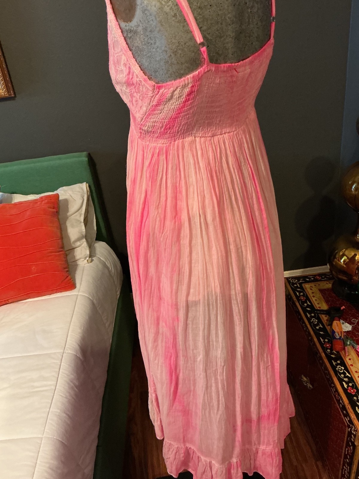 India Boutique Sundress fairy core tie dye Abstract Print Smocked Hippie Boho