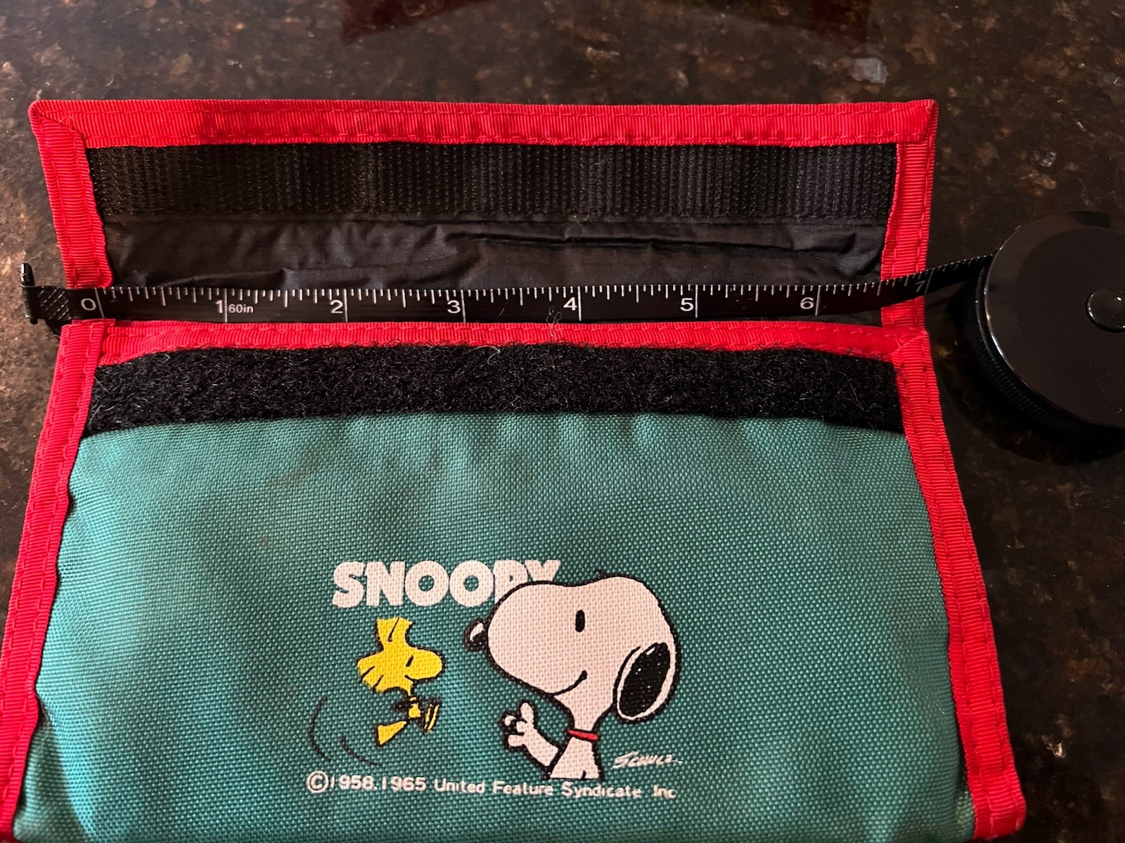Vintage Red Nylon Billfold Wallet Snoopy Woodstock Hook & Loop Closure 60s-80s?