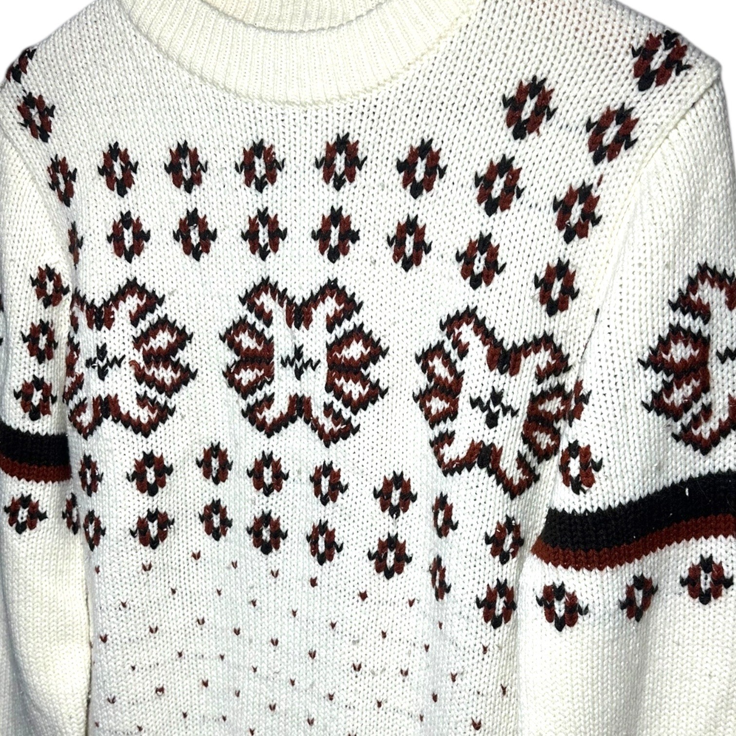 Atkinson Cream Size M Fair Isle Knit Sweater Women’s Long Sleeve Crew Neck