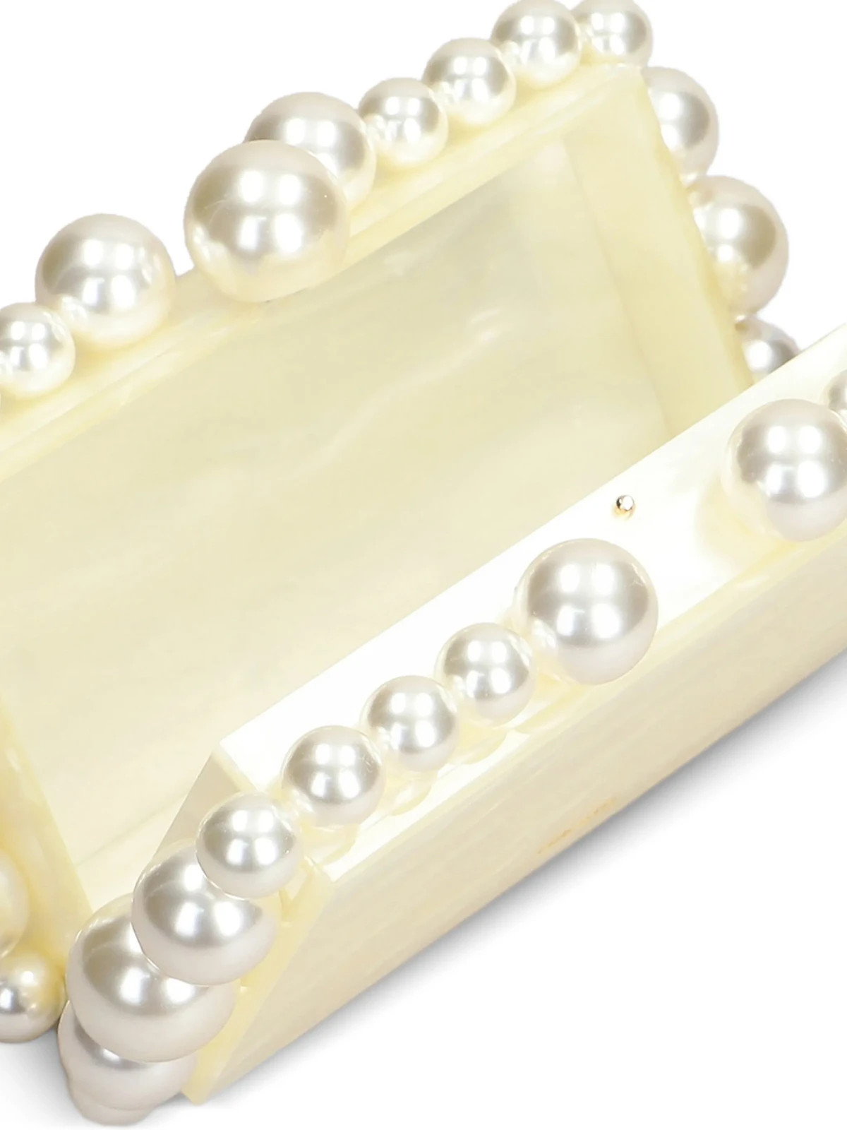 Cult Gaia G16104 Eos Beaded Acrylic Box Clutch in Ivory