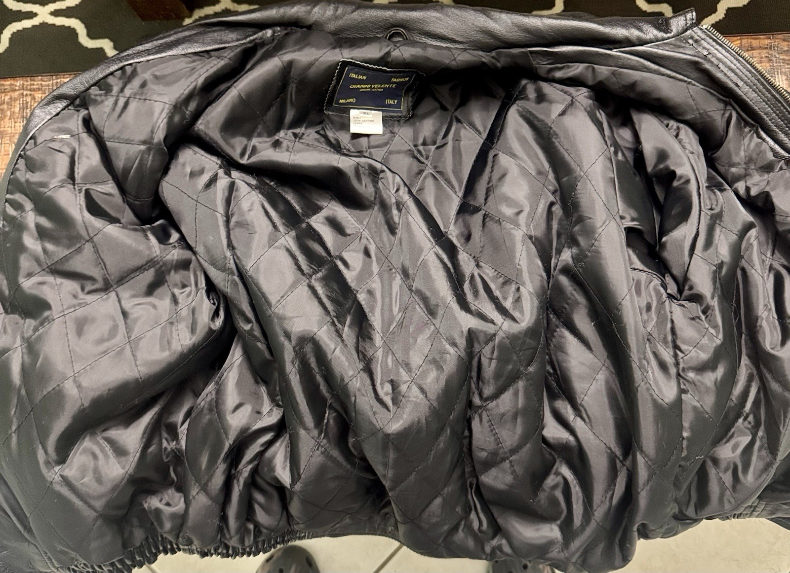 Gianni Velente Milano Black Genuine Leather Italian Button Biker Jacket Men’s XL