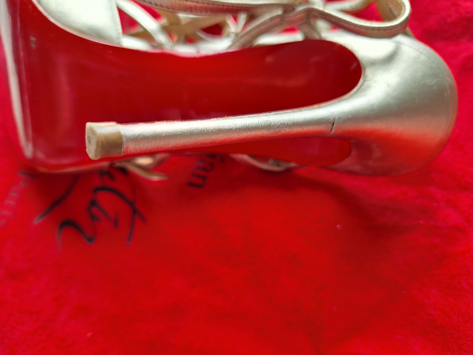 Authentic Christian Louboutin Gold Leather Kadreyana Caged Sandals Size 38