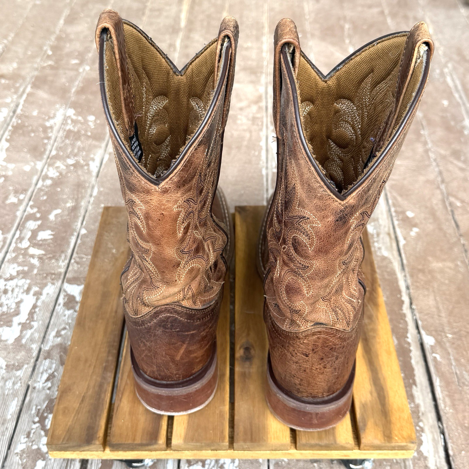 Laredo 7835 Durant Men’s 7.5 D Brown Leather Square Toe Western Cowboy Boots