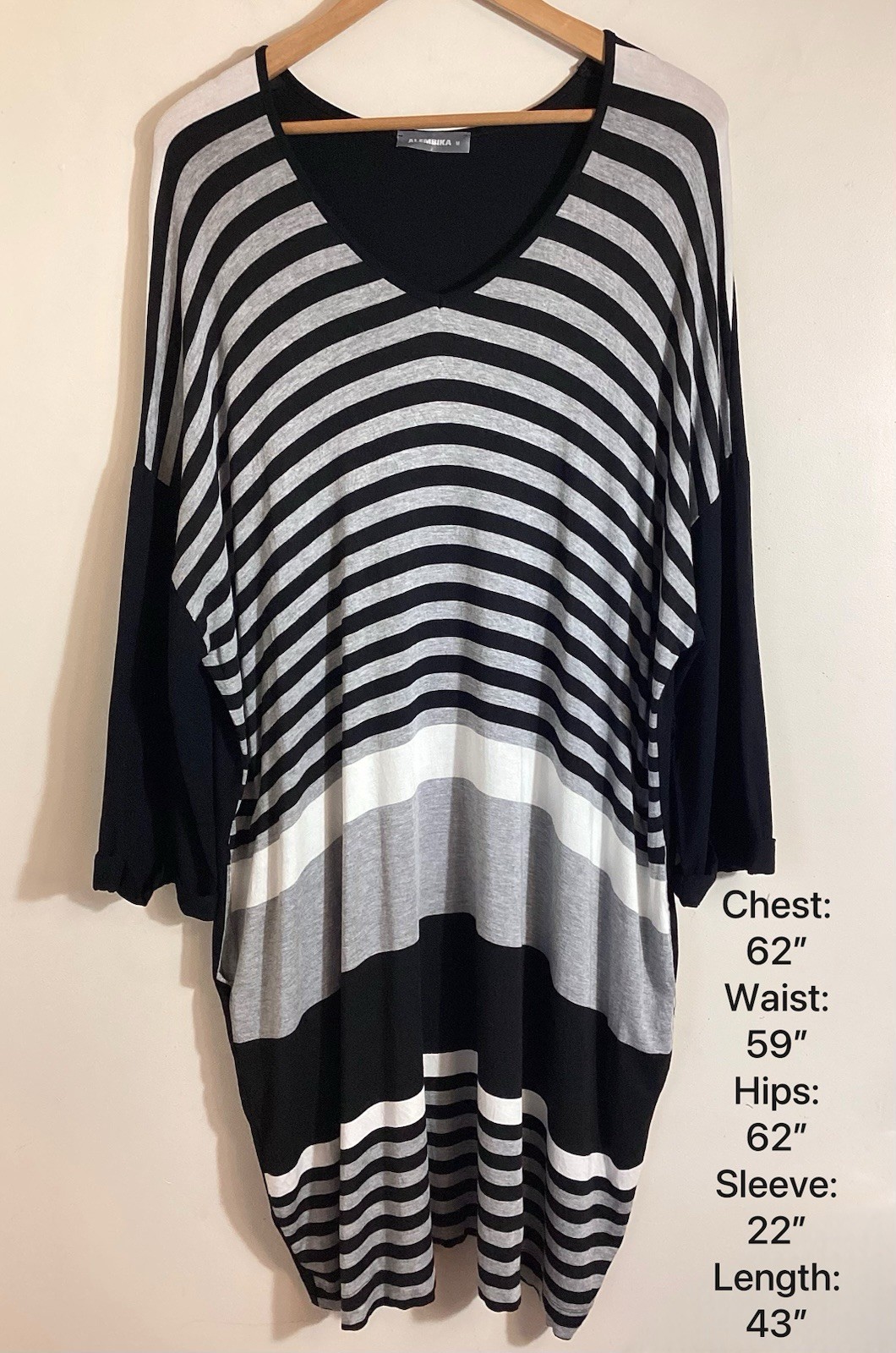 Alembika Contrast Stripe Midi Knit Dress M (12/14) Lagenlook Oversized Minimal