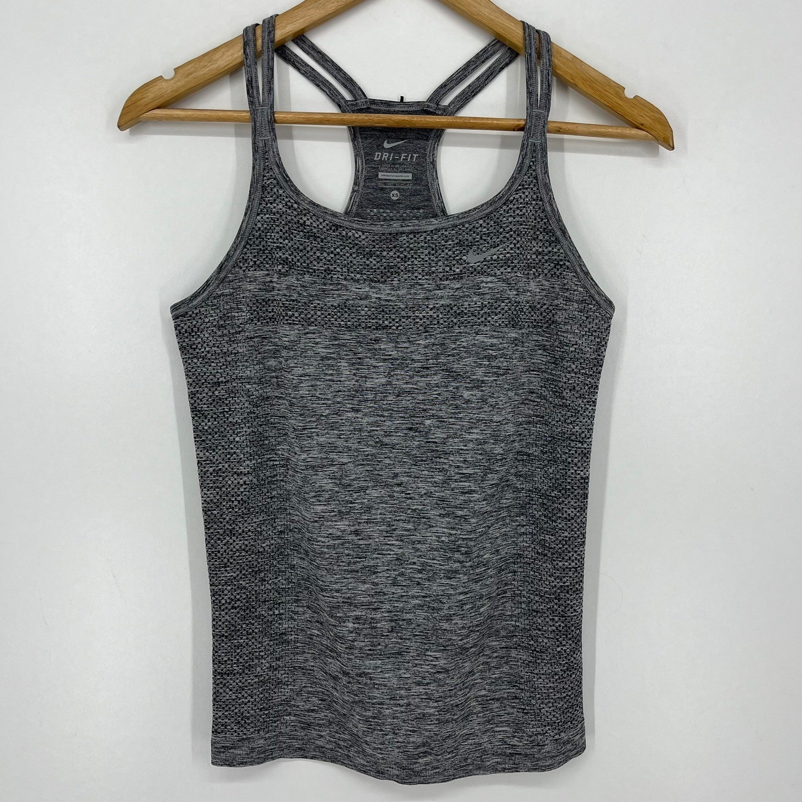 Nike Dri-FIT Womens Space Dye Racerback Tank Top Grey Black Size XS