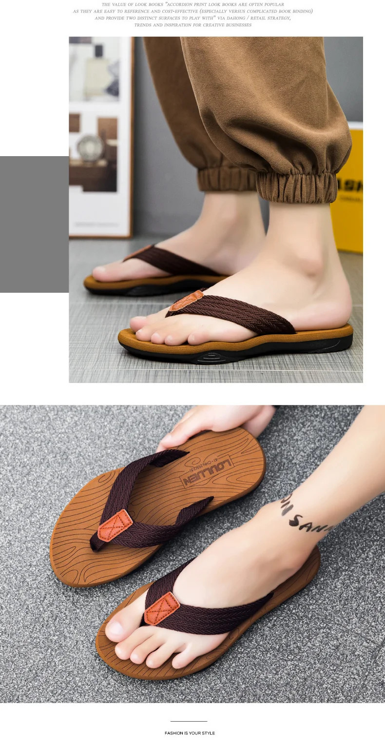Men Flip Flop Sandals Slip-On Summer Beach Casual Footwear Slides Slippers Gift