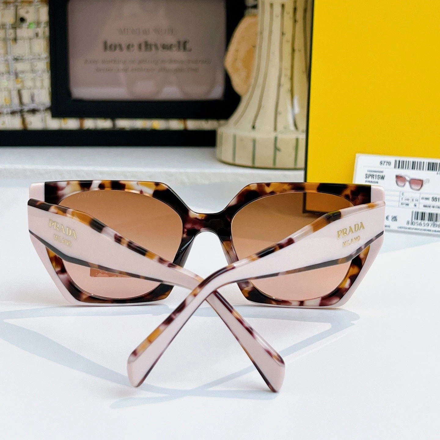 PRADA PR 15WS Women’s Sunglasses 01R0A6 Tortoise Caramel Powder Brown Grad w/Box