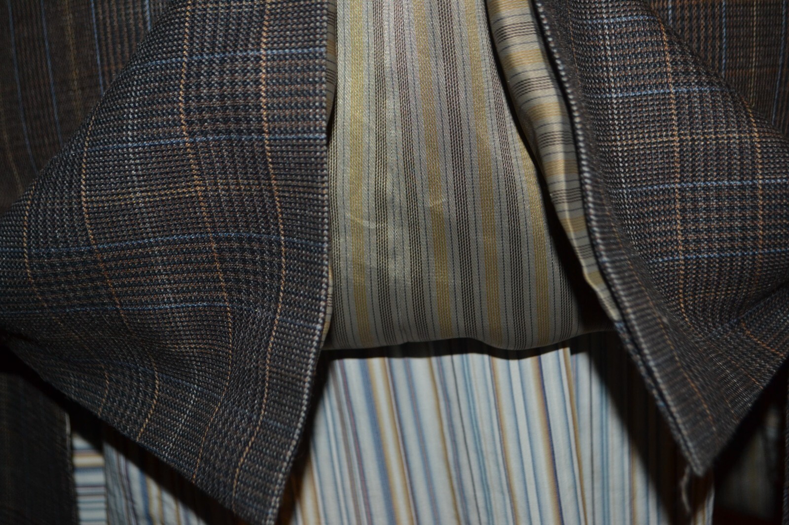 Kroon Men Wool Silk Check Brown 3 Front Button Sports Coat Sz 42R