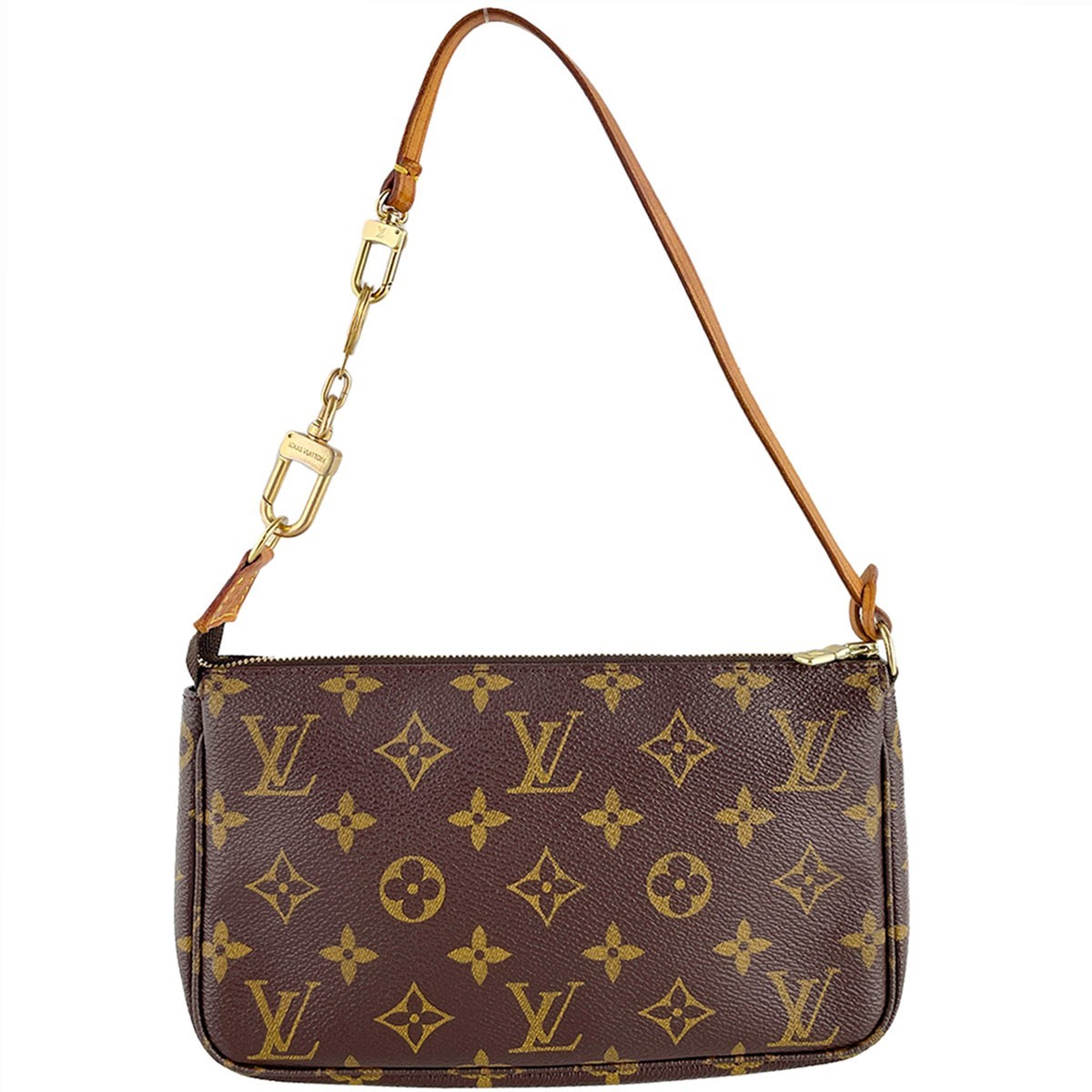 Louis Vuitton Monogram Pochette Accessoires Leather Fabric Brown Handbag 4742