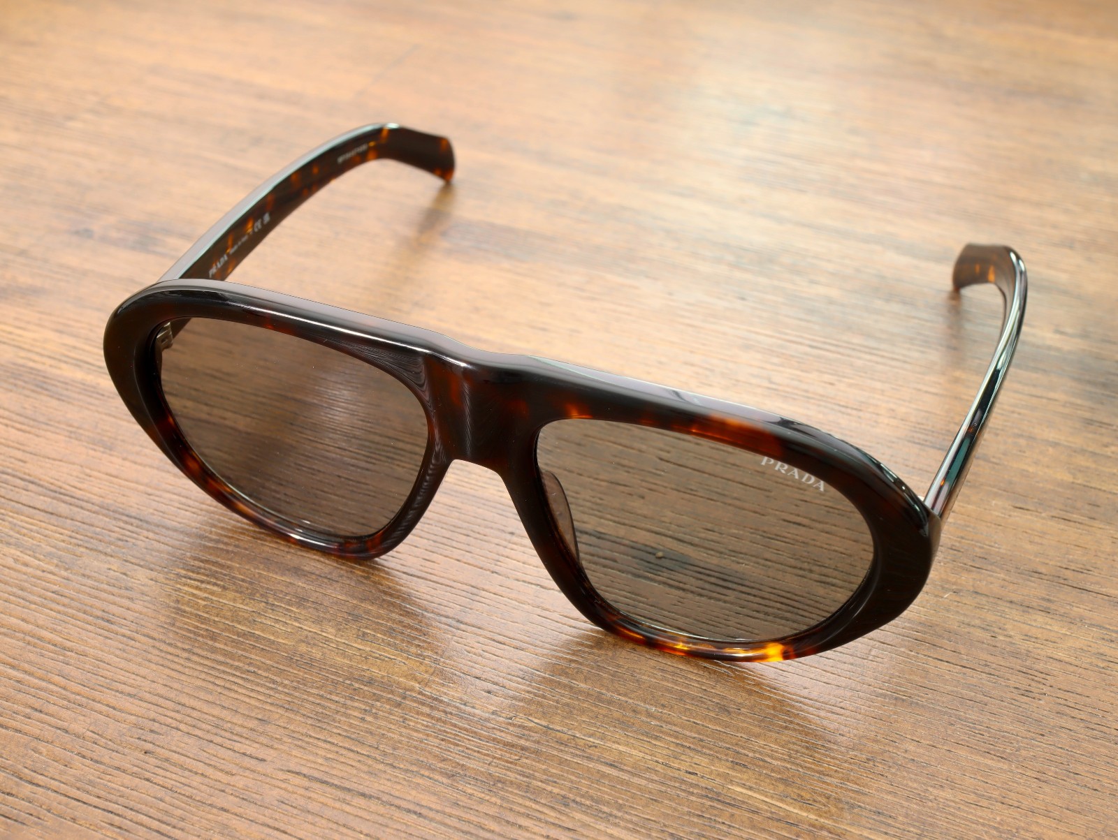 Prada PR C05 57mm Aviator Sunglasses in Tortoise and Gray Lens