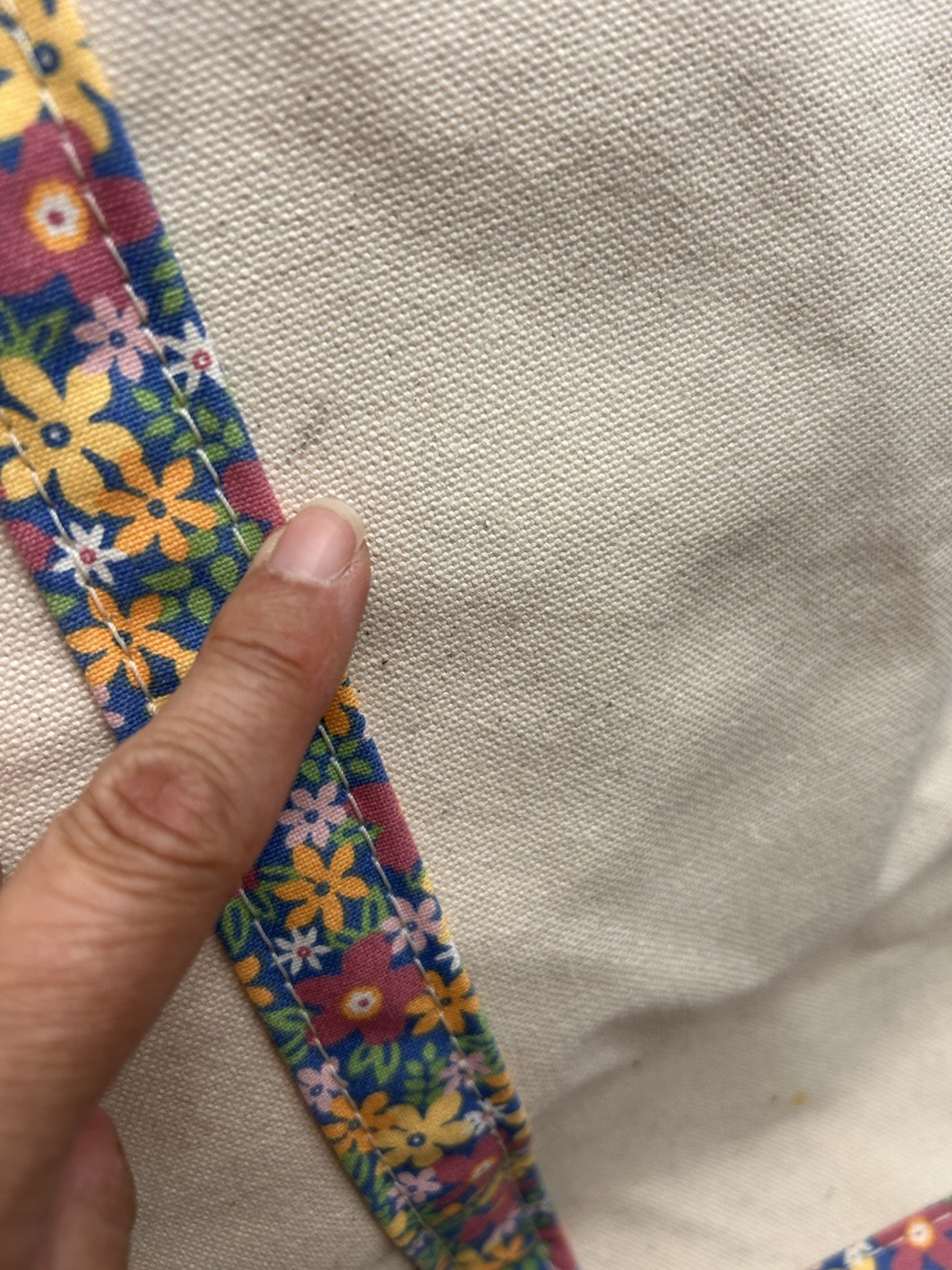 Canvas Large Tote With Floral & Mom Accents