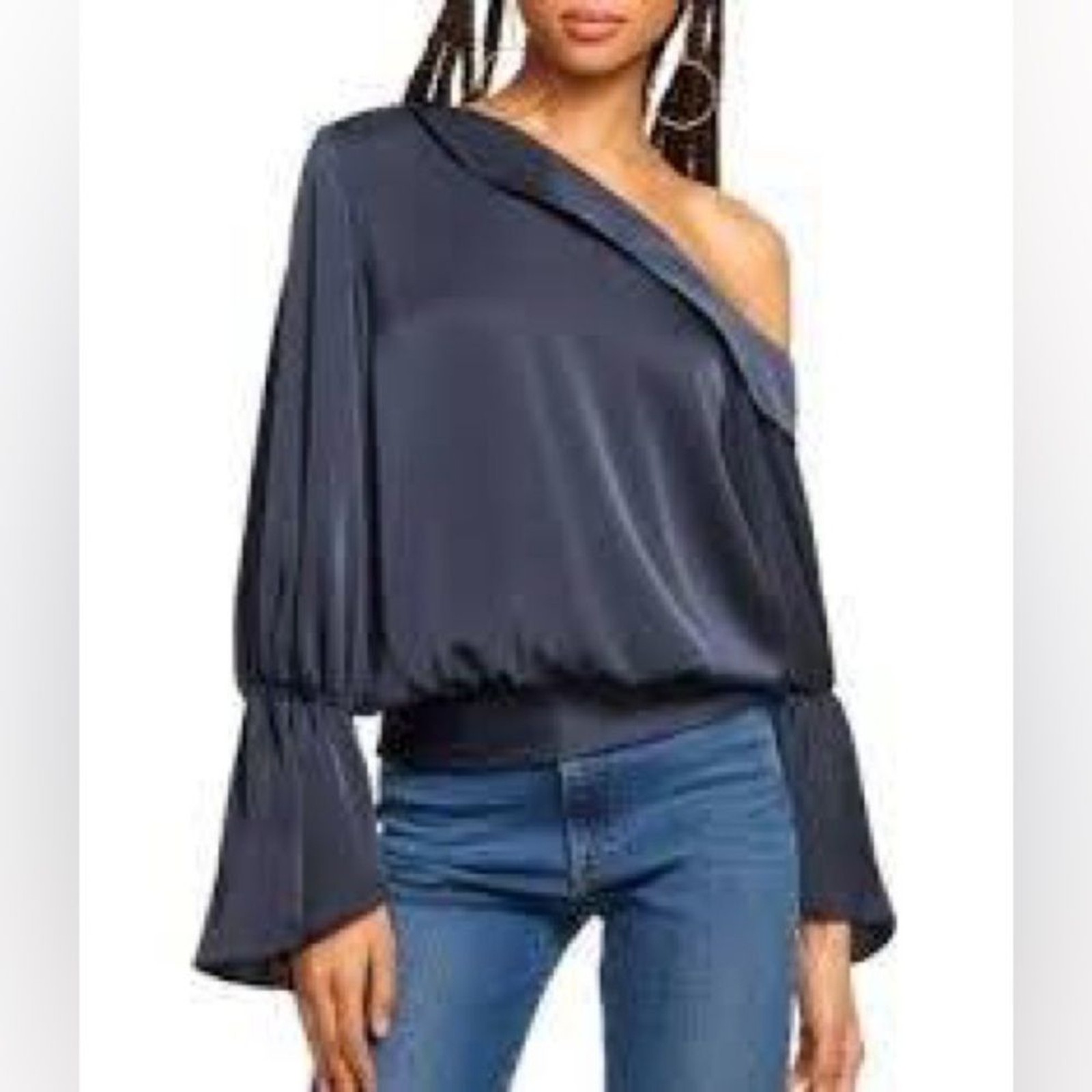 Ramy Brook Sammy One-Shoulder Top in Navy size XL New with Tags