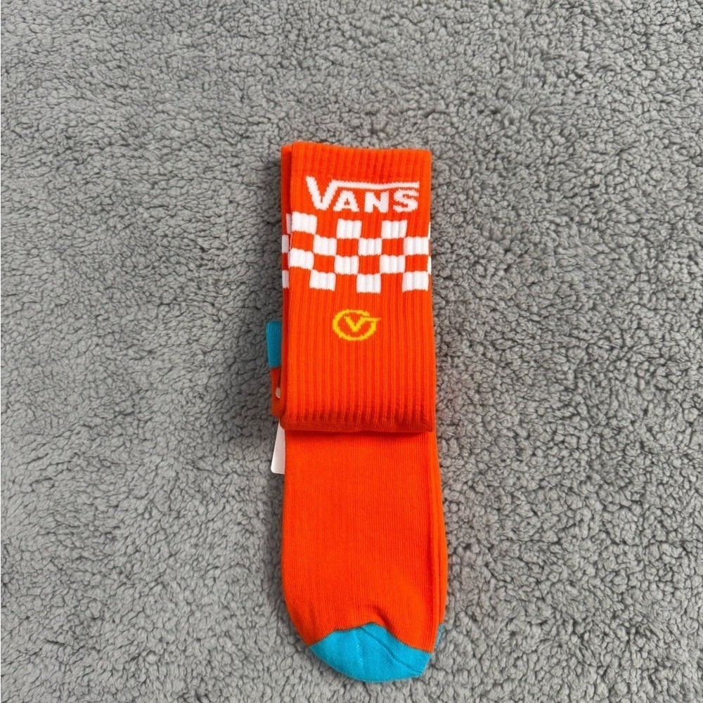Vans Checkered Drop V Crew Socks Mens Womens 6.5-9 Orange White Athletic Classic