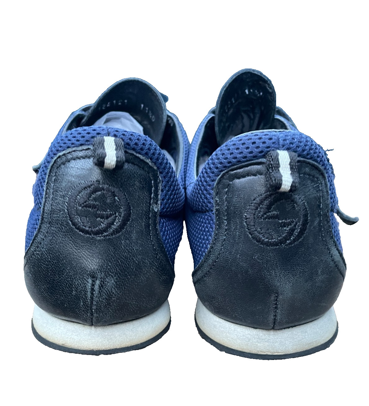 GUCCI Mesh and Leather Sneakers 11.5D strap closure