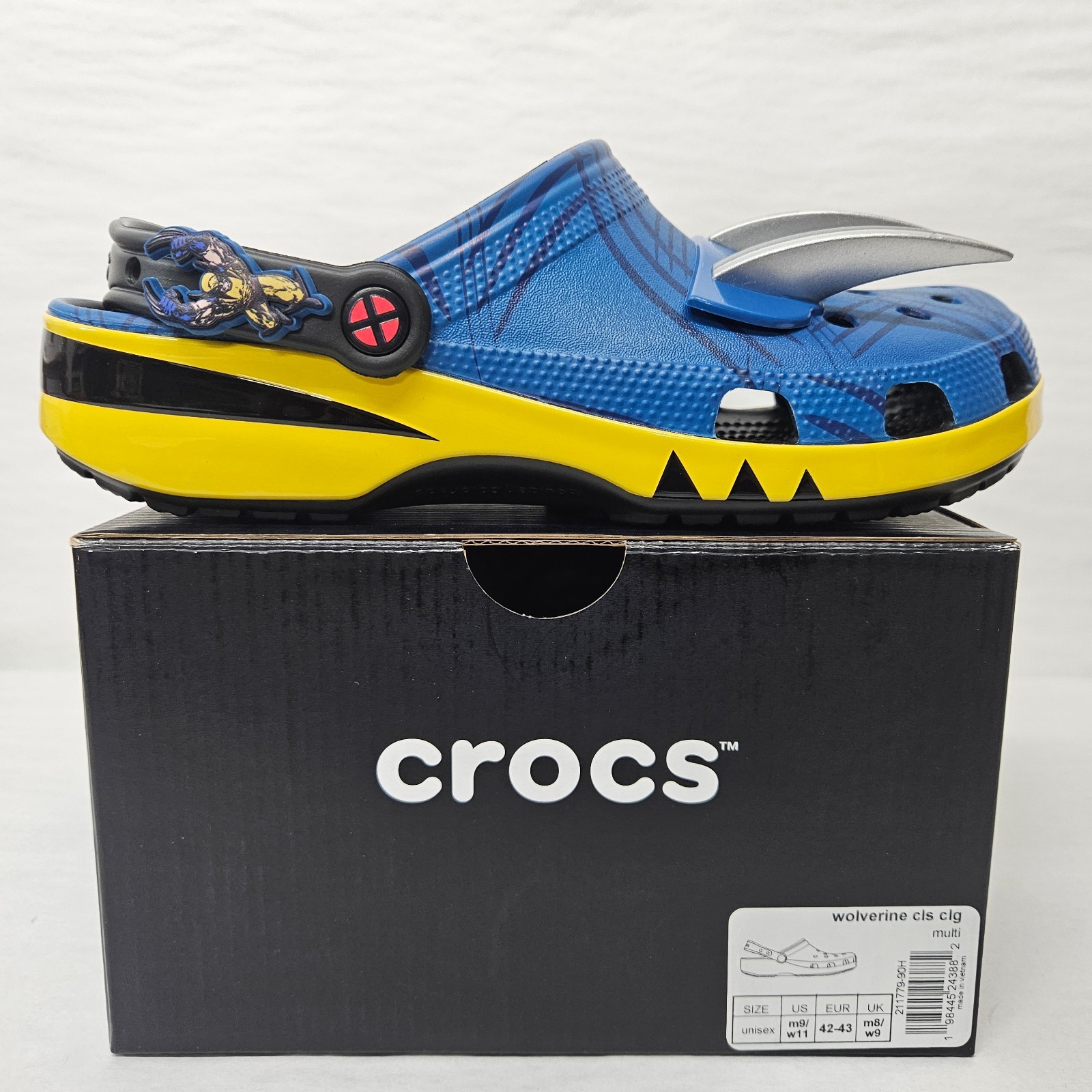 Crocs Marvel X-Men Wolverine Classic Clogs 211779-90H Blue Yellow Men’s Size 9