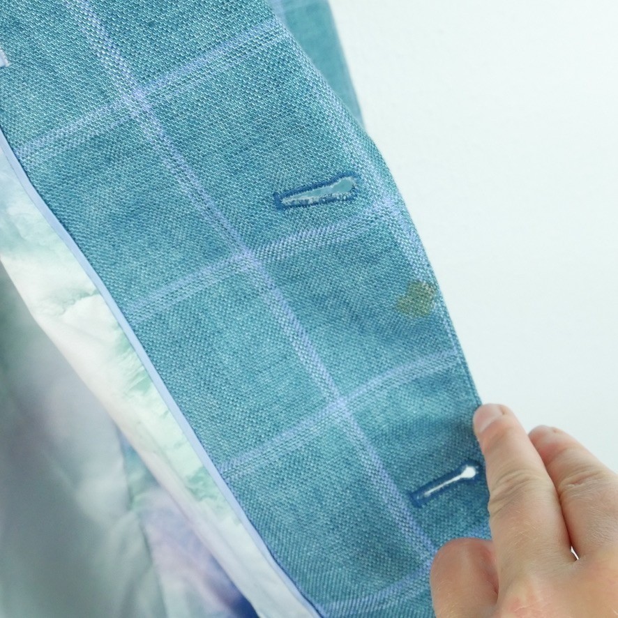 Tallia Men’s 100% Linen Teal Blue Windowpane Plaid Sport Coat Jacket Blazer 40R