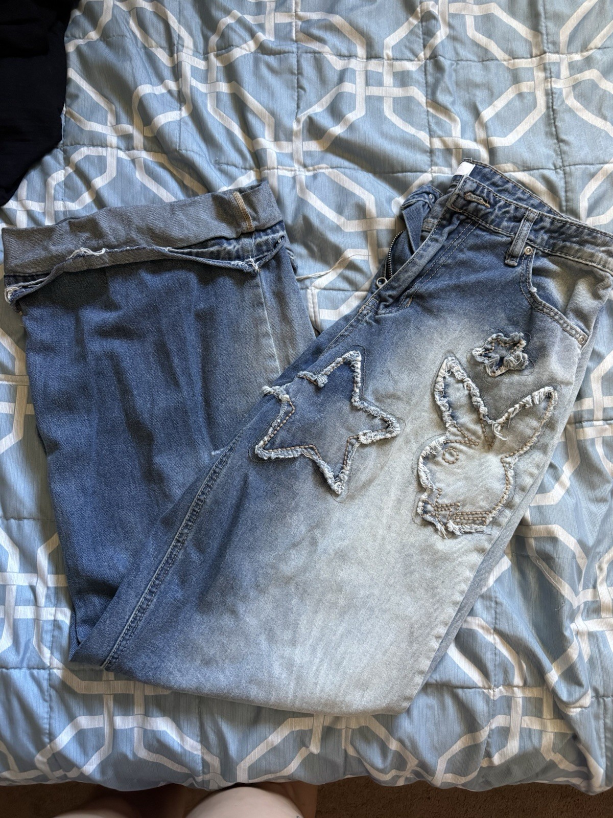 Playboy Light Wash Blue Star Embroidered Skinny Slim Stretch Jeans 13