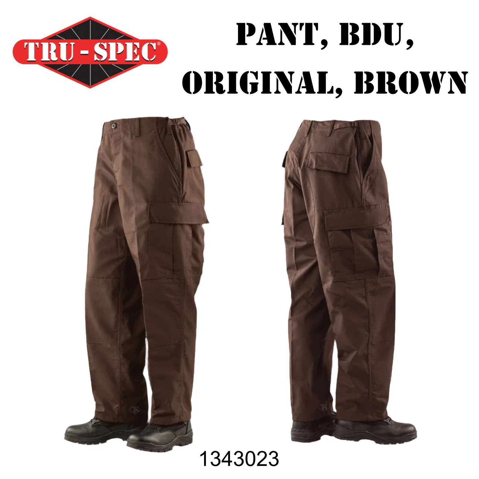 TRU-SPEC Mens Pants Small Long Brown BDU RIP-STOP TACTICAL CARGO NWT