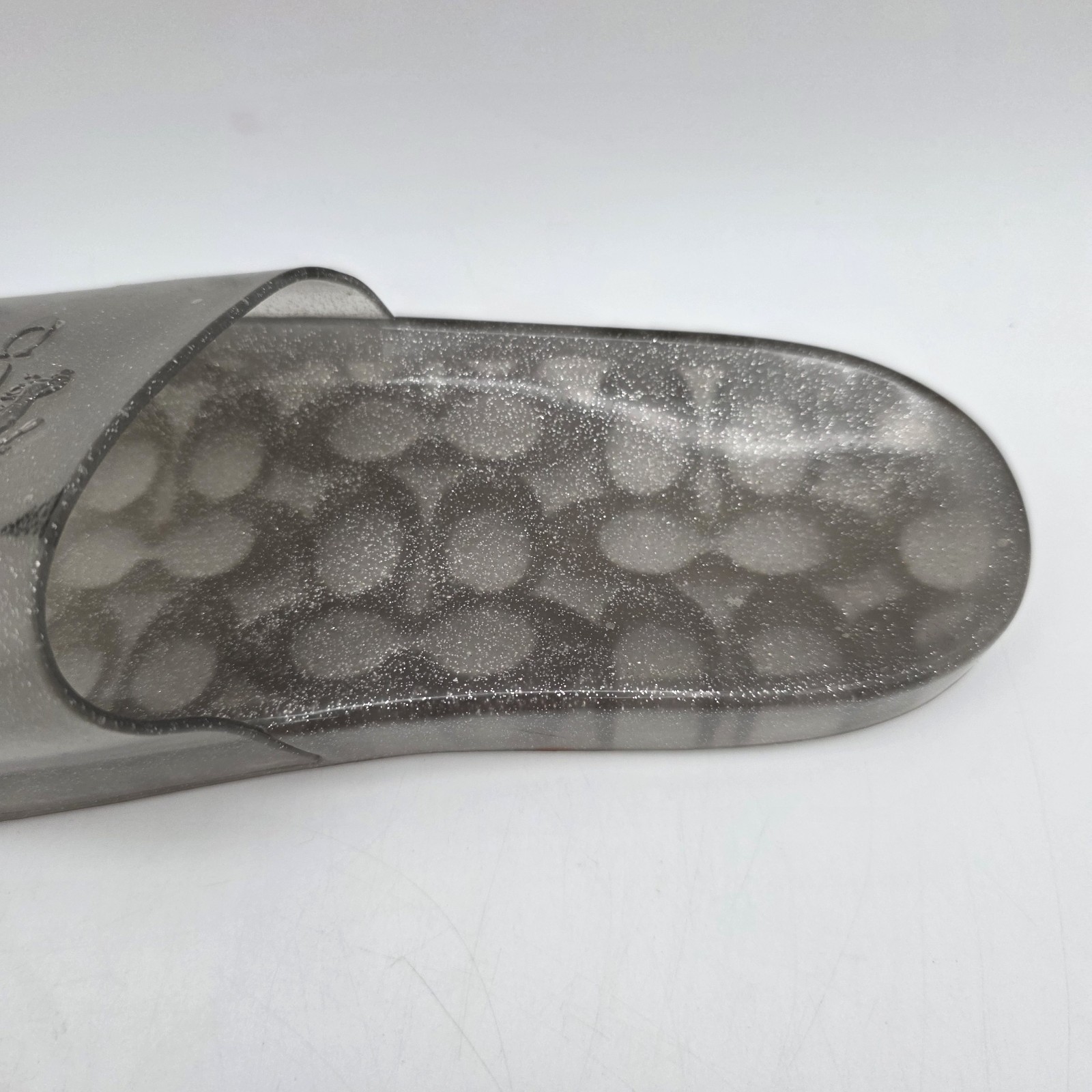 Coach Ulyssa Jelly Clear Slides glitter accent in about a size 10 – 10.5