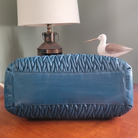 Coach 26257 Madison Phoebe Gathered Twist Teal Leather Shoulder Bag