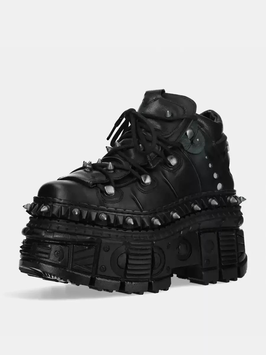 Punk Style Men’s Couple Heel Height Platform Shoes Gothic Ankle Rock Boots Black