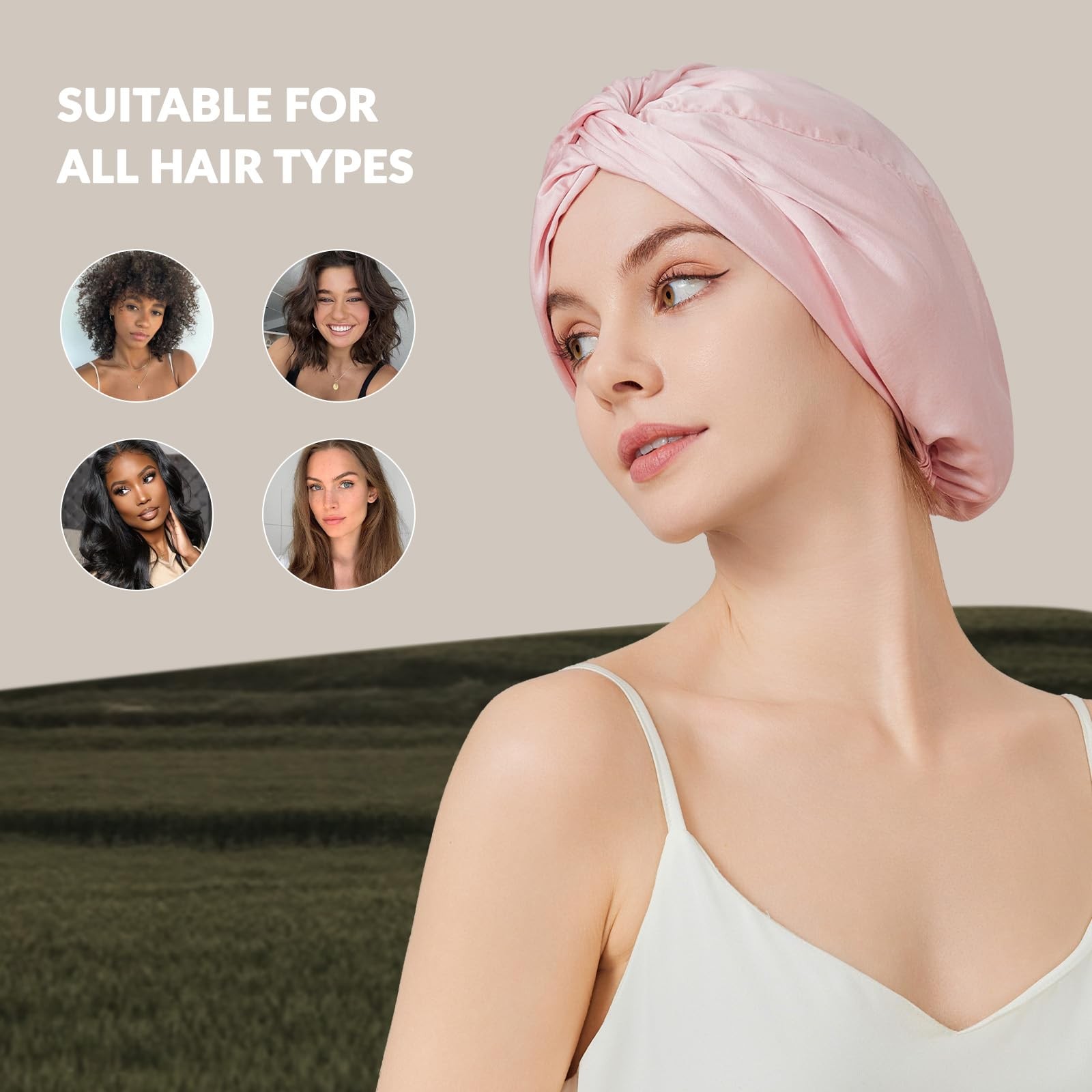 100 Mulberry Silk Bonnet for Sleeping Women, 22 Momme Grade-6A Double Layer