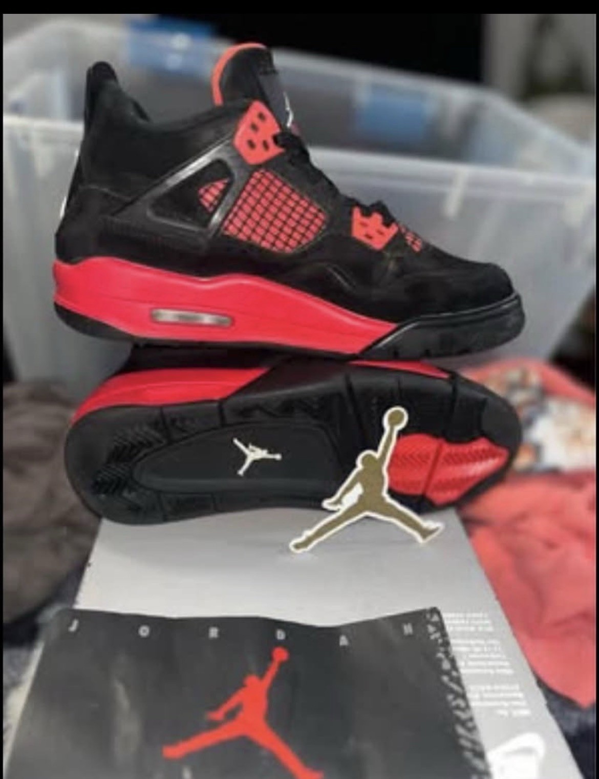 Nike Air Jordan 4 Retro GS Red Thunder Crimson Black 408452-016 Size 5Y Shoes