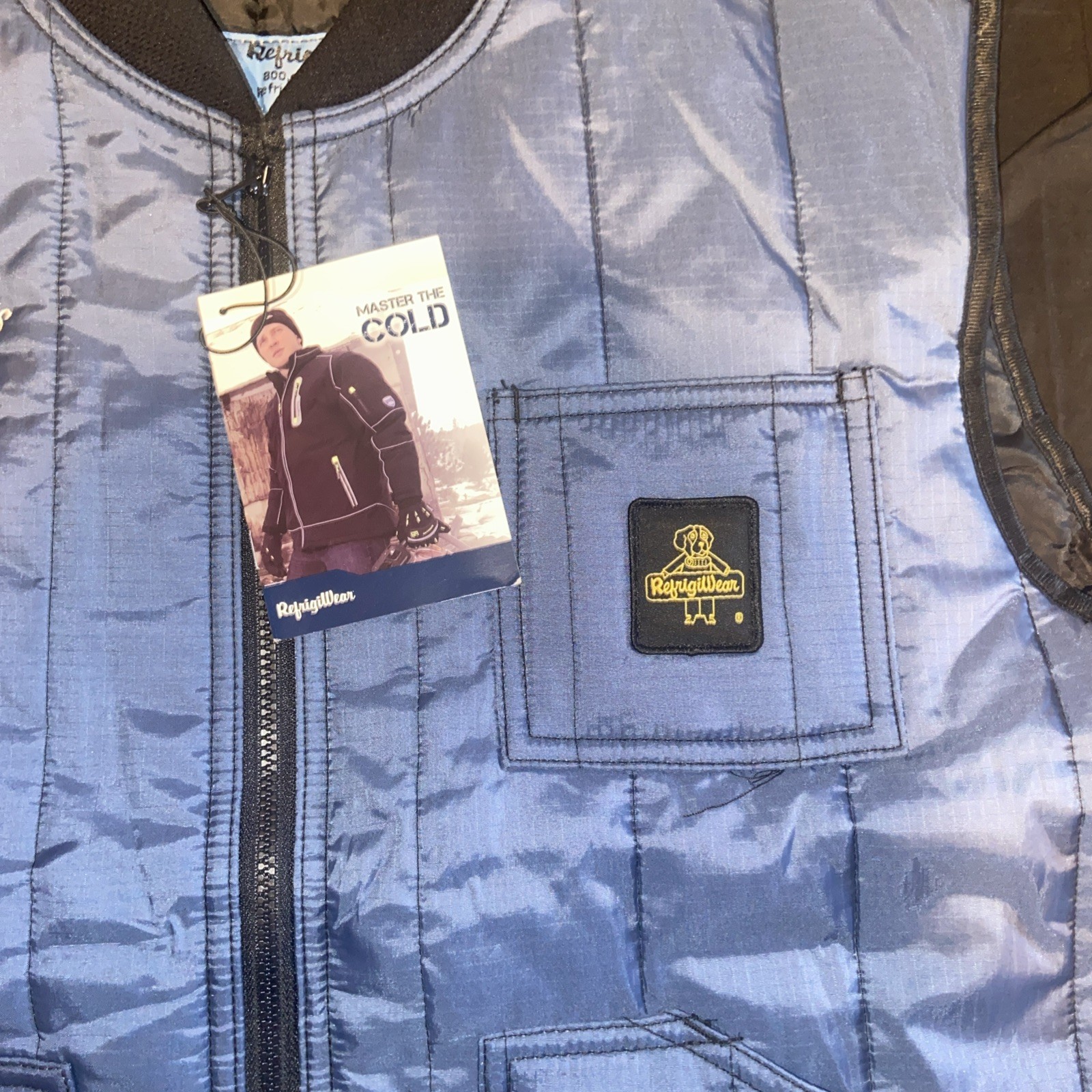 New RefrigiWear 0599R Quilted Puffer Vest Men XL Blue Insulated Workwear Utility