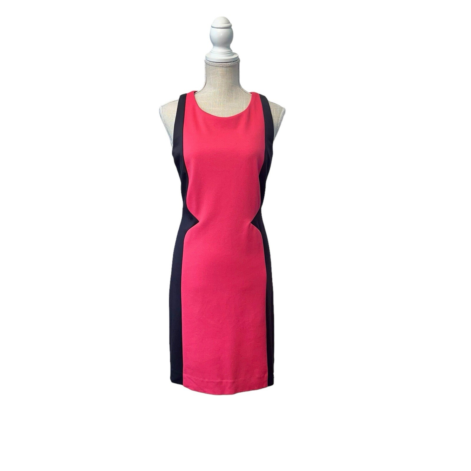 Britt Ryan Sheeth Dress Pink Gray Sleeveless Womans Sz 4 Body Contour Ponte Knit
