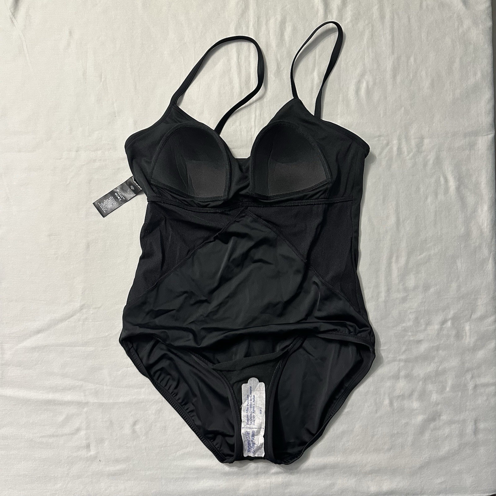 Embrace Your Curves Miracle Brands Swimsuit Womens L 12-14 Black One Piece Mesh