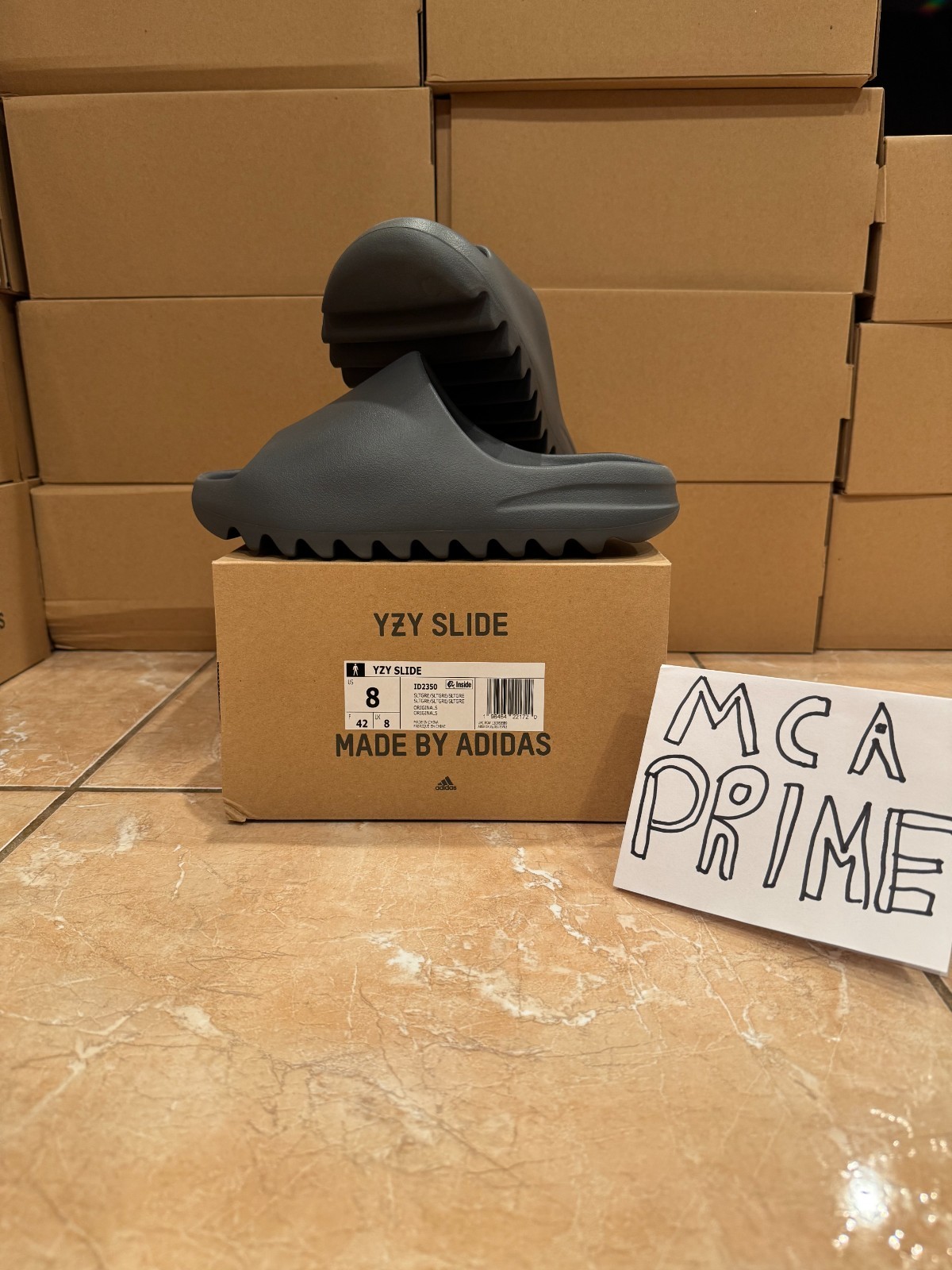 Adidas Yeezy Slide Slate Grey Size 8 ID2350 (BRAND NEW WITH RECEIPT)