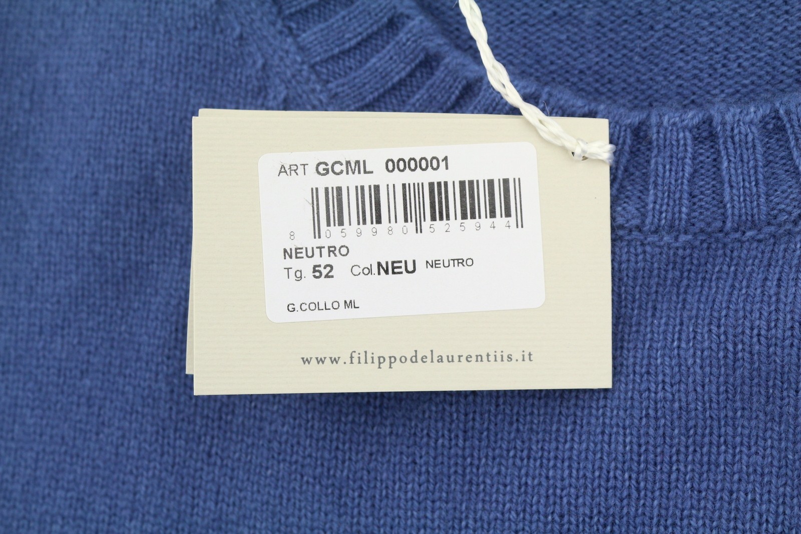 FILIPPO DE LAURENTIIS Men Jumper IT52 L Blue 120s Merino Wool Cashmere Pull On *