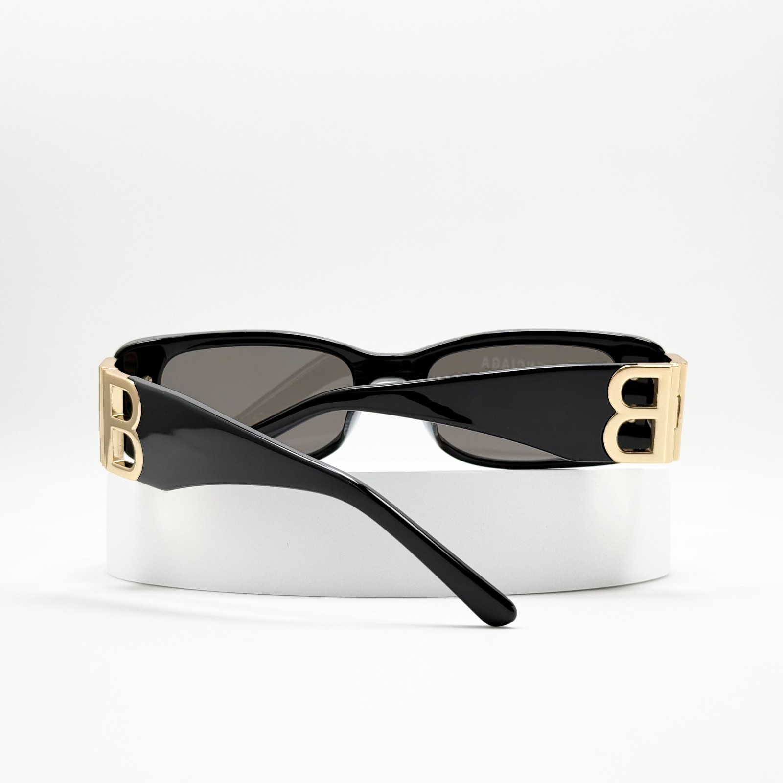 Balenciaga BB0096S 001 Sunglasses Black Rectangle Grey Lens Women 51-18-130