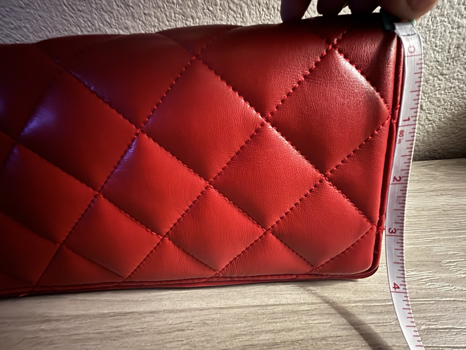 Steve Madden Red Quilted Shoulder Bag, Zip Closure,w/Charms-0126Bin5