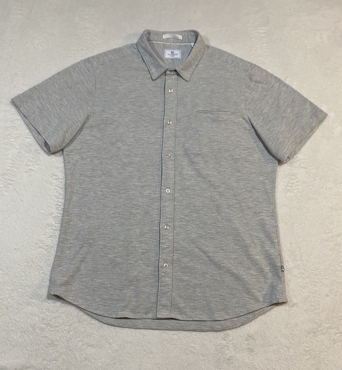 7Diamonds Seville Jacquard Stretch Button-Down Shirt Mens Sz L Light Gray