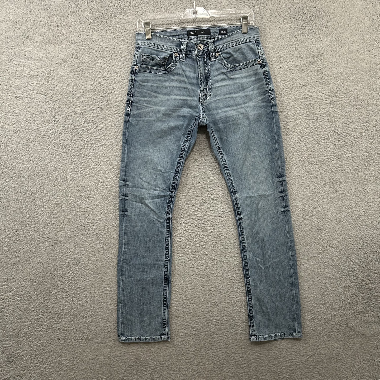 BKE Jeans Mens 30×32 Blue Denim Alec Straight Light Wash Stretch Pockets