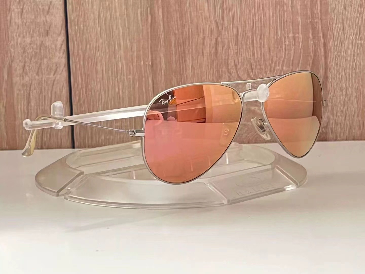 Ray Ban Aviator RB3025 Sunglasses 58mm Pink Lens/Silver Frame