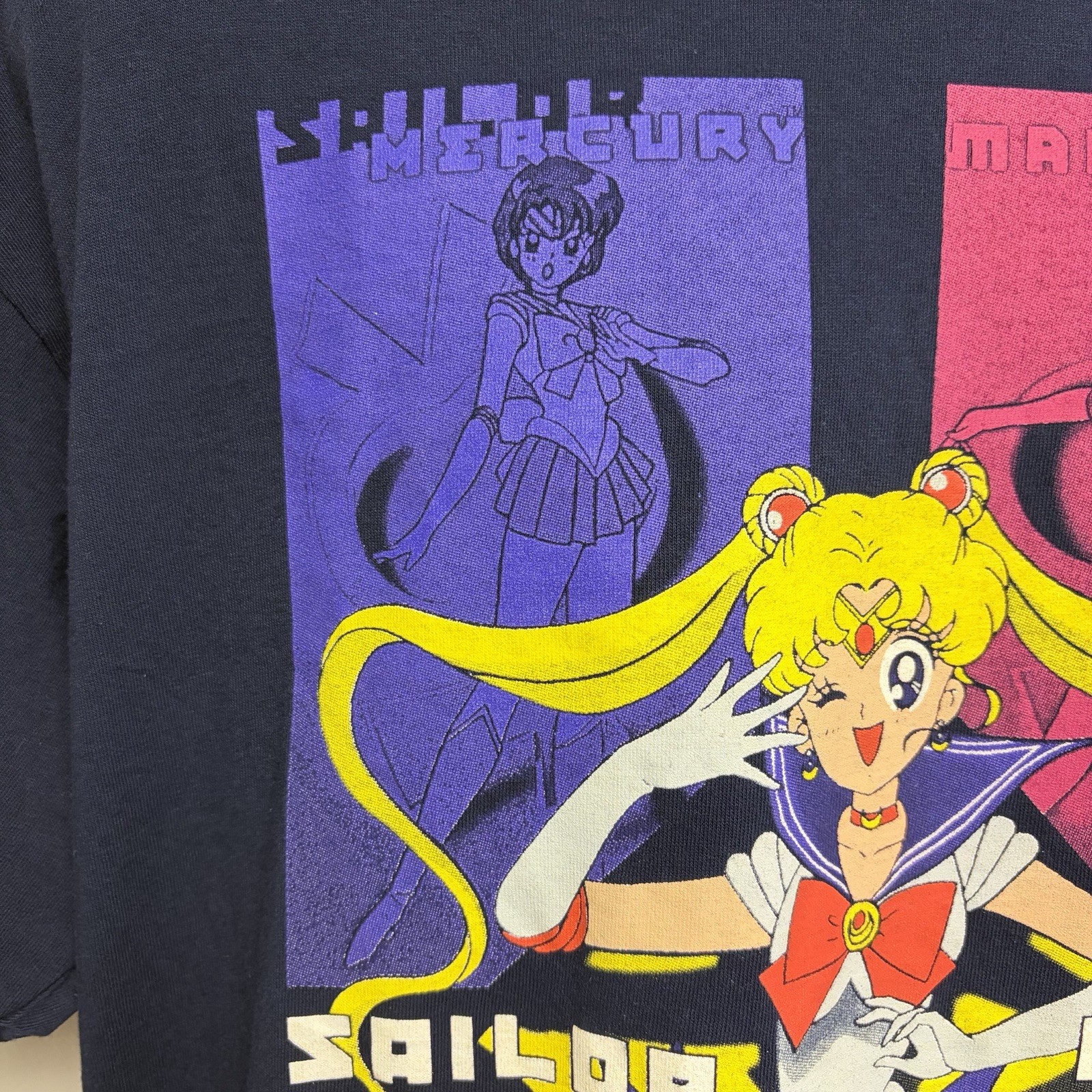 Vintage Sailor Moon & Scouts Graphic T-Shirt Size Large 1998 Manga Anime Toei