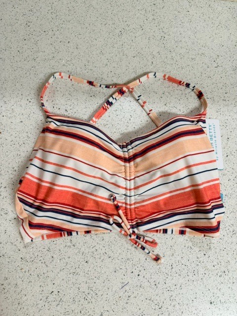 Beach Betty by Miracle Brands Crop Top Swim Top Multi Strip Small