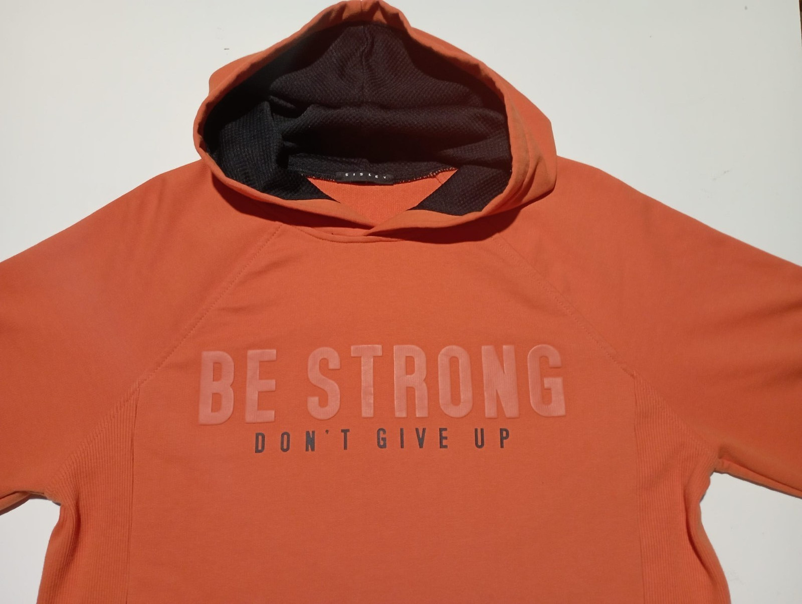 Sisley Boys Hoodie Sweatshirt 13 14 Years Orange Black Pocket Zipped Jumper VGC