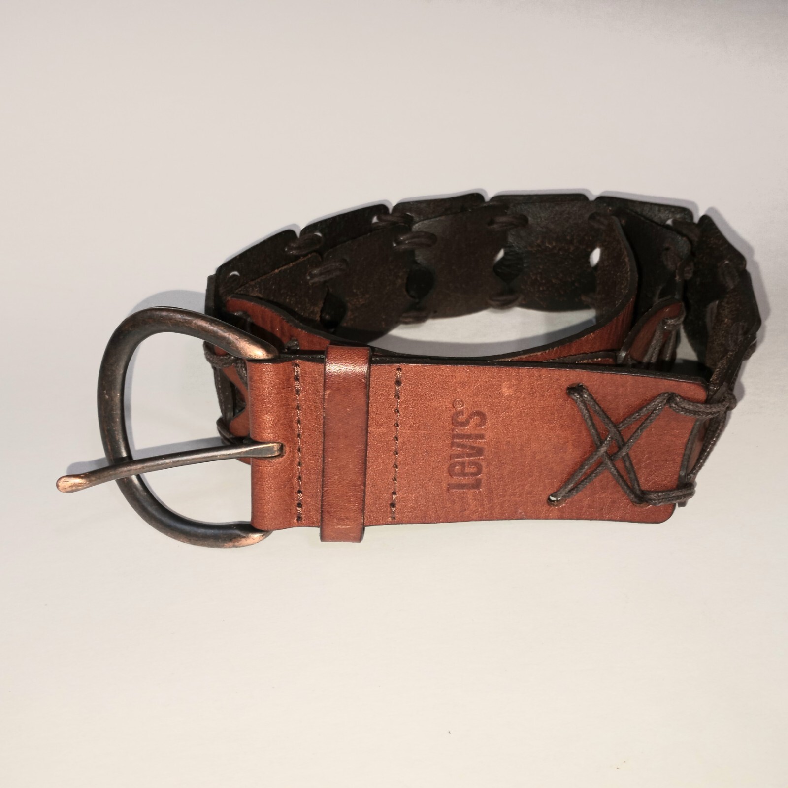 LEVIS XL Leather Belt “X” Design Length 46.5 inchs not including Buckle Levis