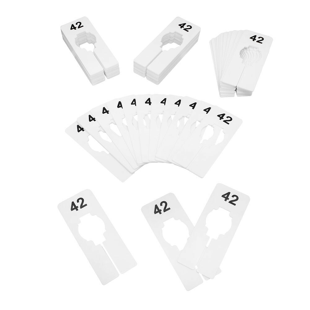 Hangers Retail Clothing 2″ x 5″ Rectangular Plastic Size 42 Dividers 10Pcs White
